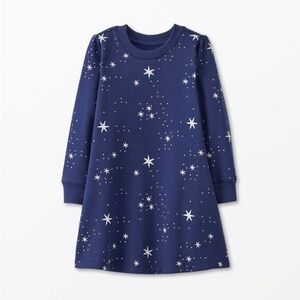 Hanna Andersson Long Sleeve Holiday Skater Dress Size 6-7 120 cm Foil Star Print